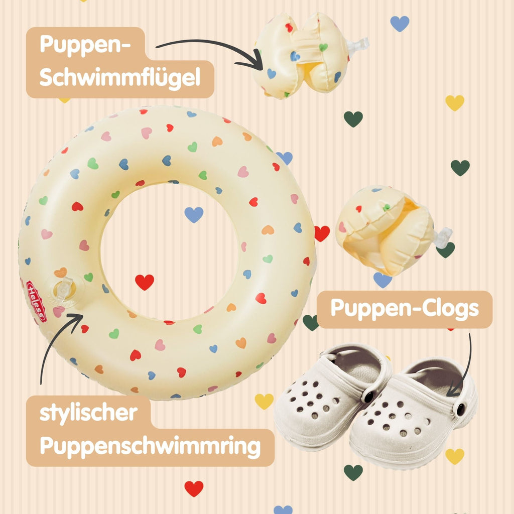 Puppenschwimmset Herz-Konfetti für Puppen 35–45 cm