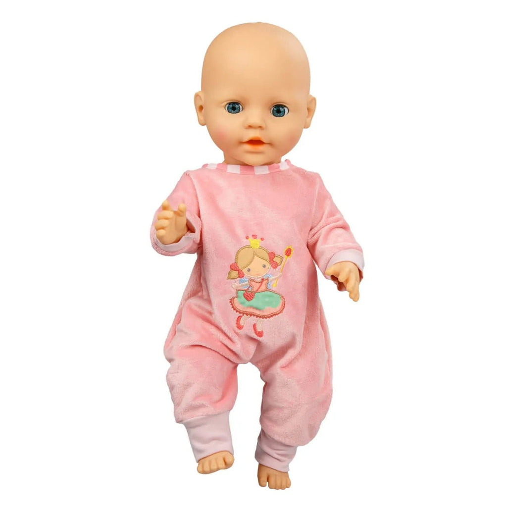 Puppenstrampler rosa mit Prinzessin Emily Stickerei Heless