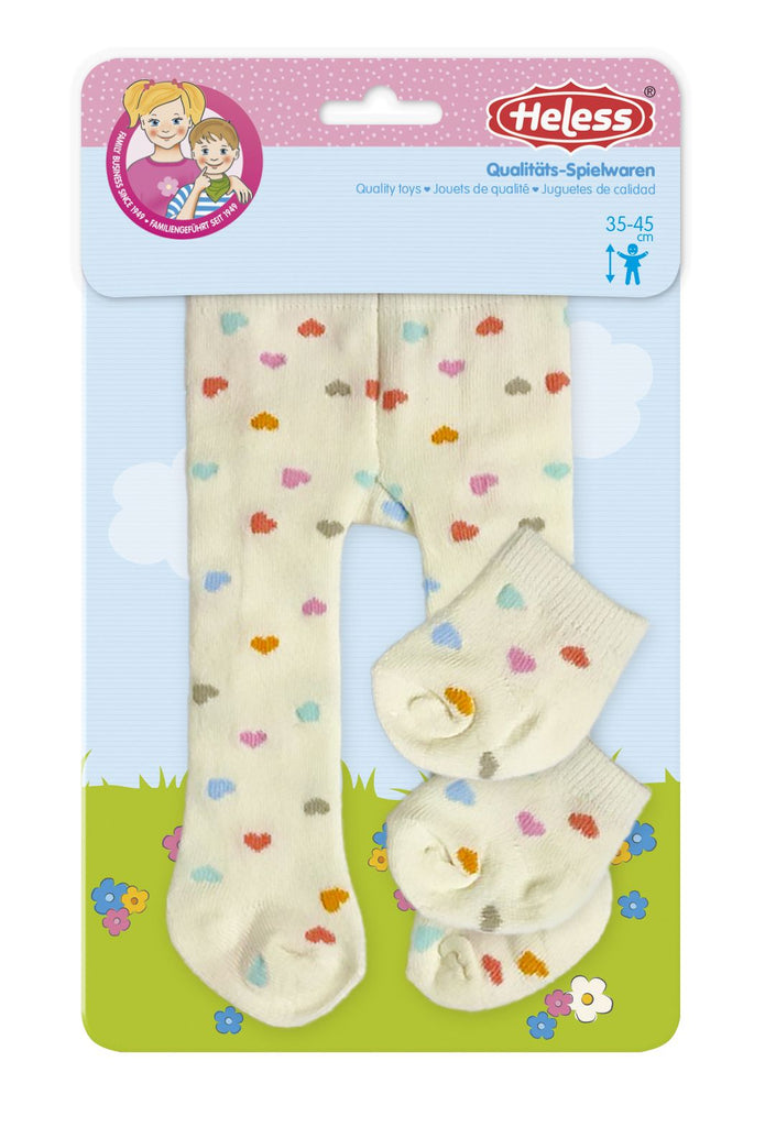 Puppen-Strumpfhose Herz-Konfetti mit Söckchen Heless 28–35 cm