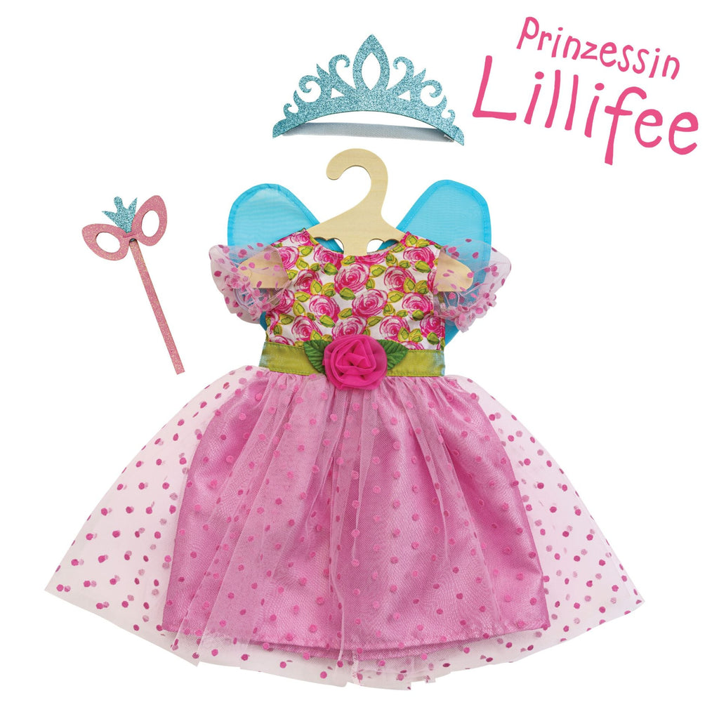 Puppenkleidung - Kleid Prinzessin Lillifee mit Zauberstab und Maske Gr.25 - 35cm - Heless