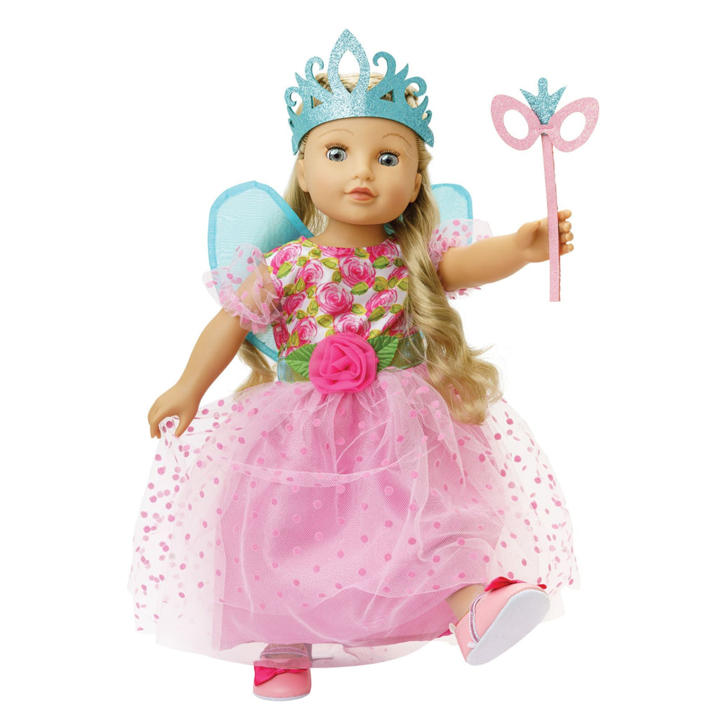 Puppenkleidung - Kleid Prinzessin Lillifee mit Zauberstab und Maske Gr.25 - 35cm - Heless