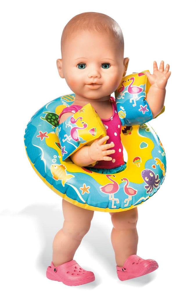 Puppenkleidung - Schwimmset mit Badeanzug und Clogs Gr. 35 - 45cm - Heless