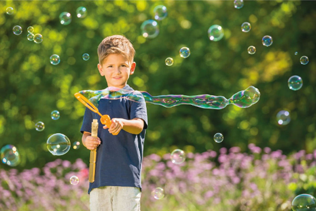 Pustefix Bubble-Schwert mit 118 ml Seifenblasenlösung in bunten Farben
