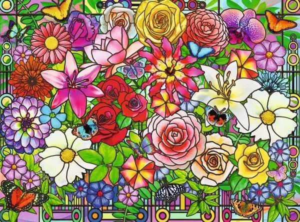 Puzzle 100 Teile - Blumenfenster - Ravensburger