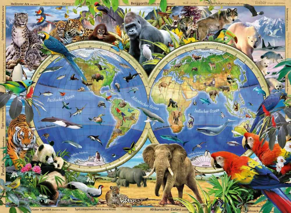 Puzzle 100 XXL Teile - Tierisch um die Welt  - Ravensburger