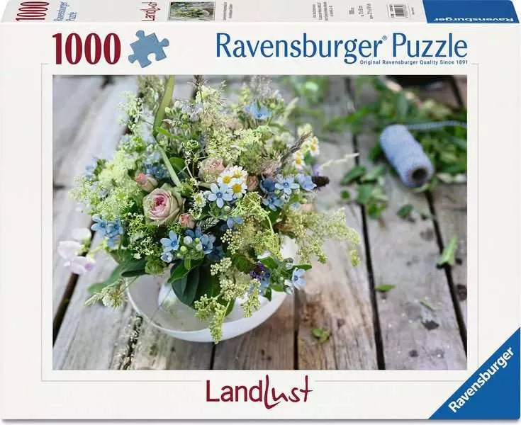 Puzzle 1000 Teile Blumenstrauß mit Himmelblauem Südstern Ravensburger
