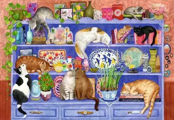 Puzzle 200 XL Teile - Cats on Shelf - Ravensburger