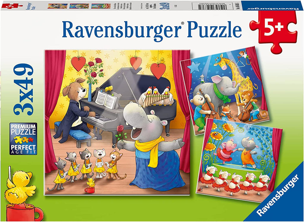 Puzzle 3 x 49 Teile - Tiere auf der Bühne - Ravensburger