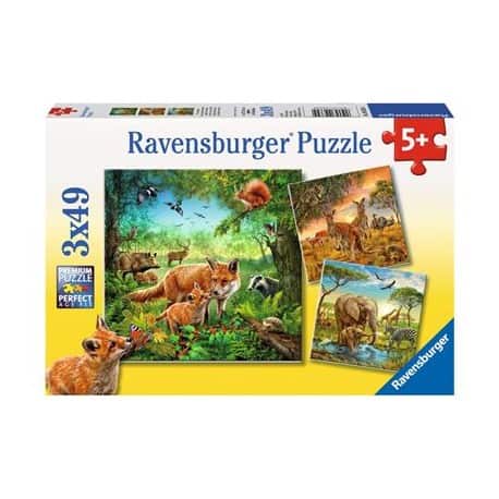 Puzzle 3x49 Teile - Tiere der Erde - Ravensburger