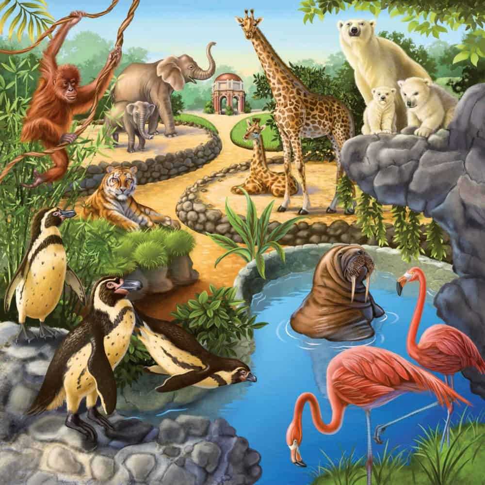 Puzzle 3x49 - Wald/Zoo/Haustiere   - Ravensburger