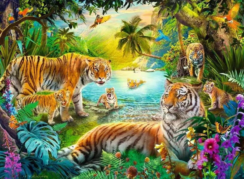 Ravensburger Puzzle Tigerfamilie Oase 500 Teile
