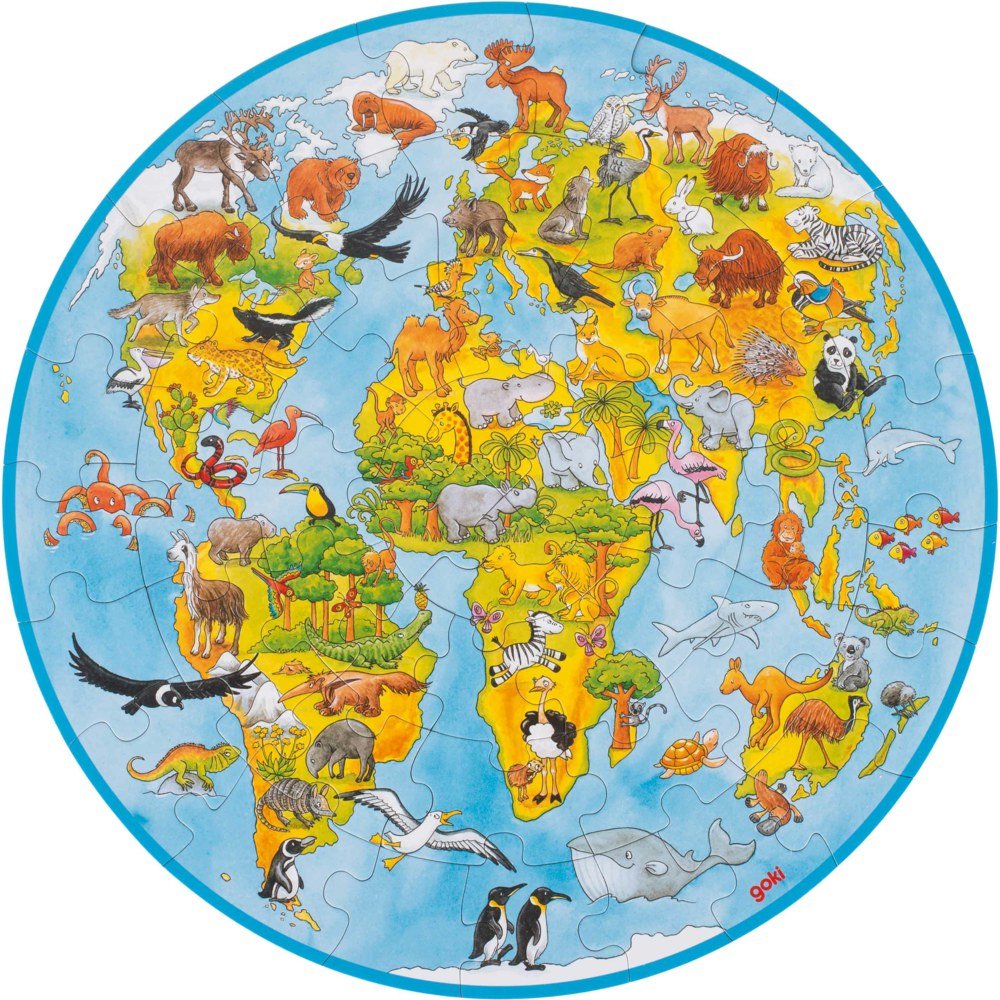 Puzzle - XXL Welt, 49 Teile: Ø 45 cm - Goki