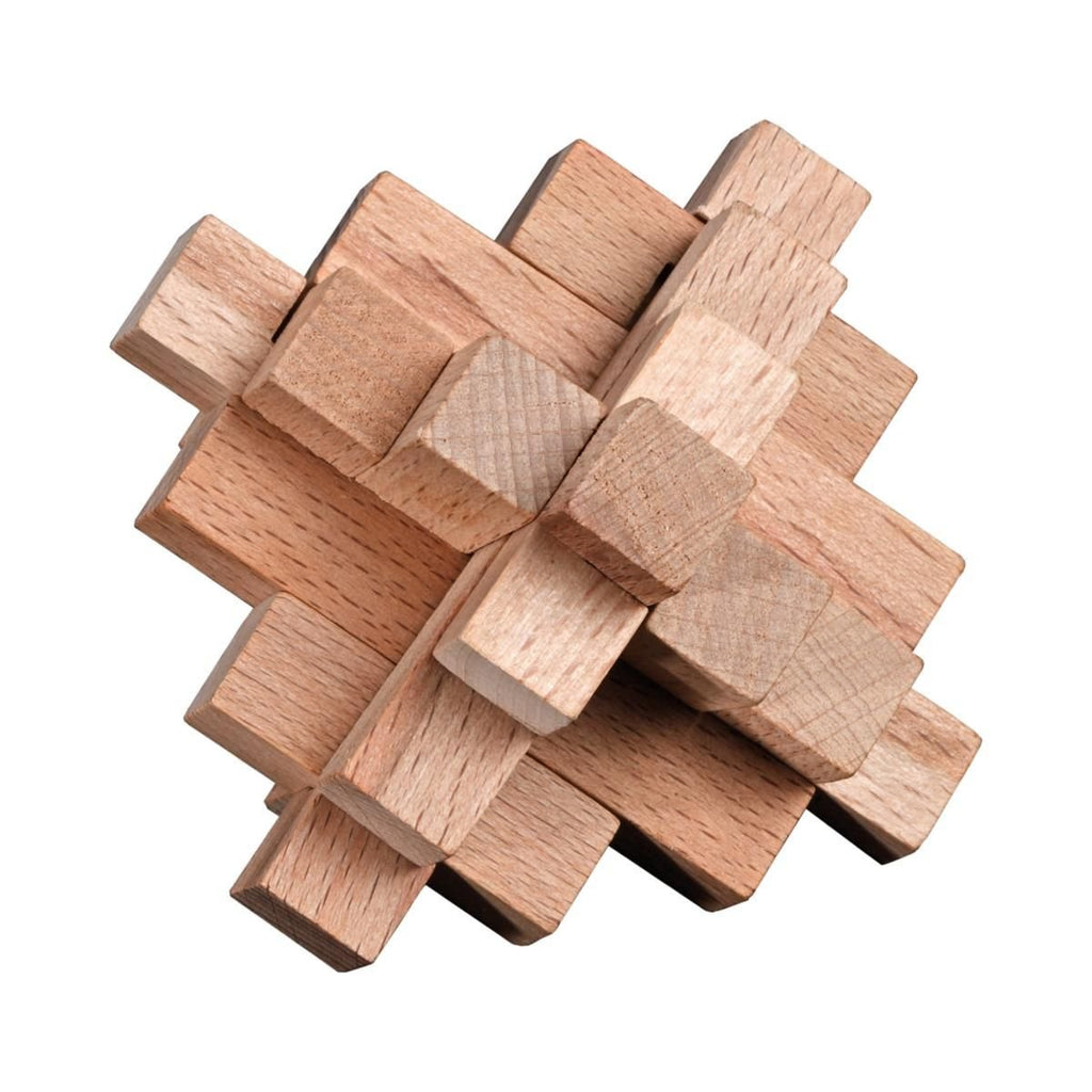 Puzzleset aus Buche mit 4 Knobelspielen in Geschenkbox, Denkspielset
