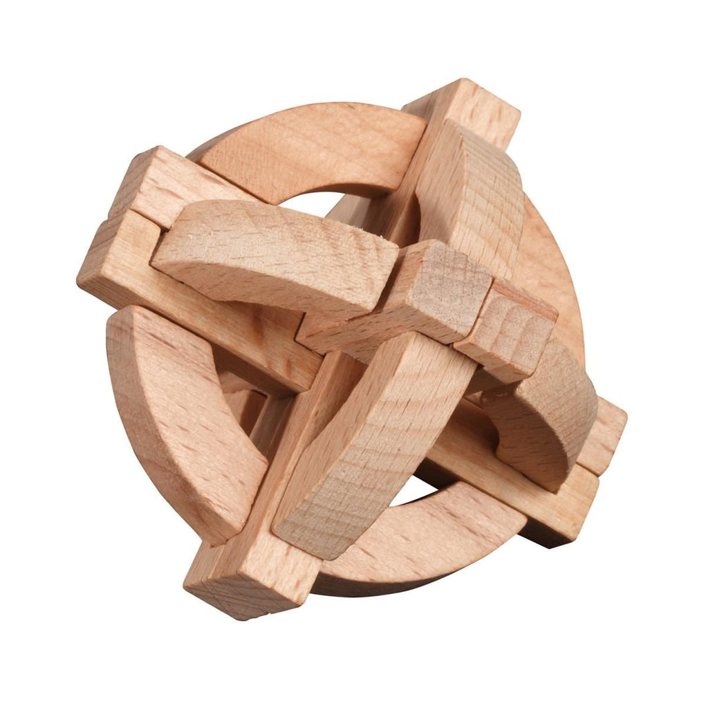 Puzzleset aus Buche mit 4 Knobelspielen in Geschenkbox, Denkspielset