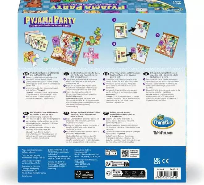 Kuscheltiere im Bett Puzzle Spiel ab 5 Jahren Pyjama Party