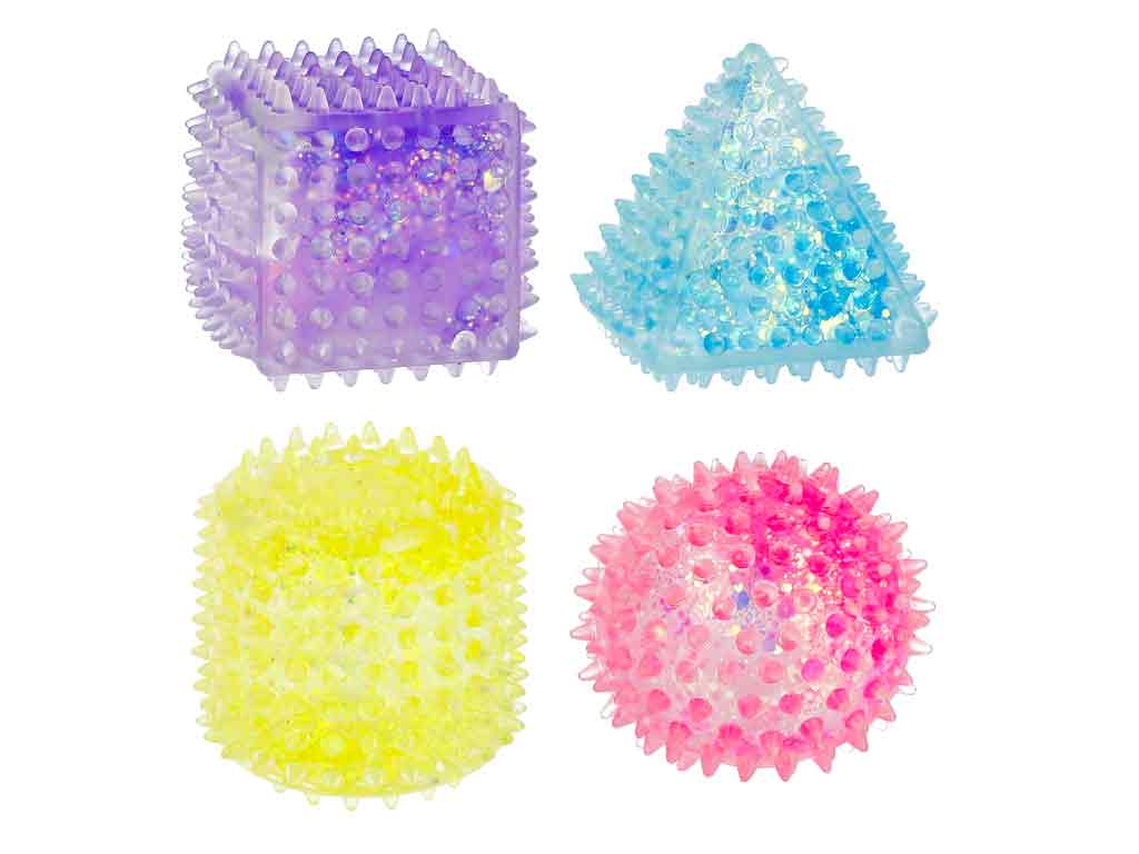 Glitzernde Quetschfigur GEO in geometrischer Form aus weichem TPR für Kinder ab 3 Jahren
