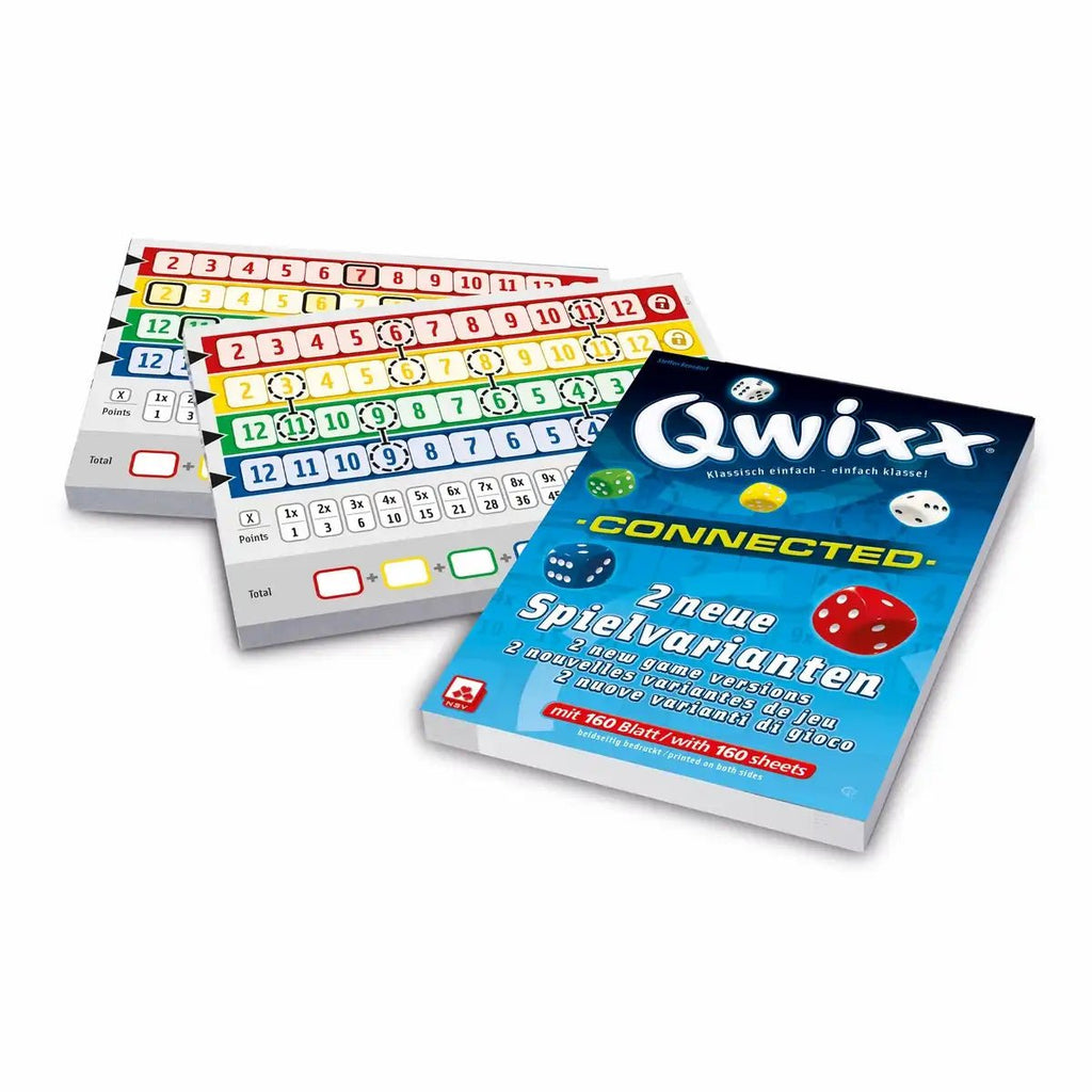 Qwixx Connected Zusatzblöcke mit zwei Blöcken à 80 Blatt
