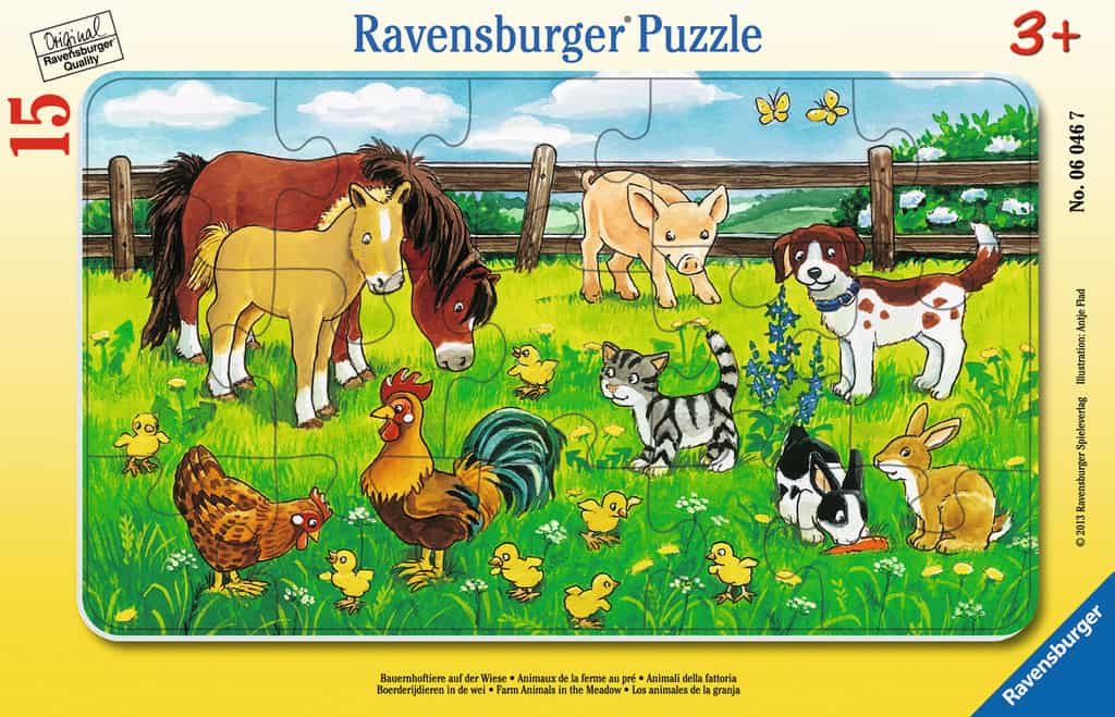 Rahmenpuzzle - Bauernhoftiere auf der Wiese - Ravensburger