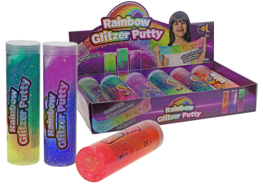 Rainbow Glitzer Putty 420g Dose mit goldenem Glitter
