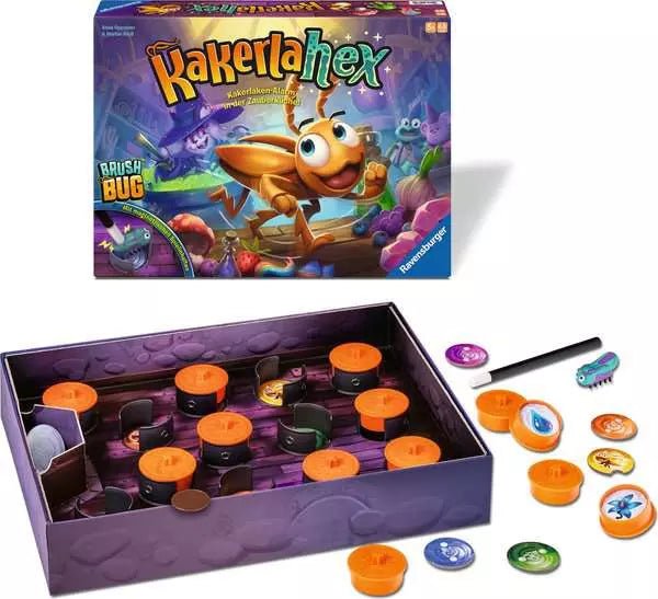 Spielbrett mit Zauberkesseln und Zutatenchips – Ravensburger KakerlaHex
