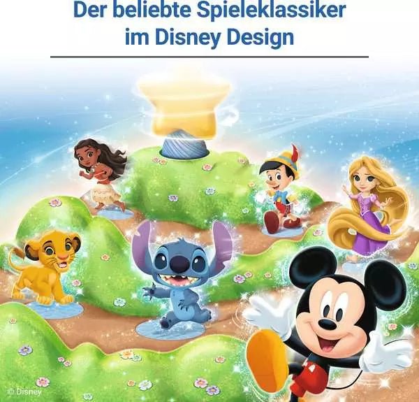 Detailaufnahme der Disney-Spielfiguren mit Stickerbogen – Spiel ab 4 Jahren
