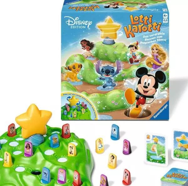 Lotti Karotti Disney Edition Spiel mit Hügel und Figuren – Familienspiel ab 4 Jahren
