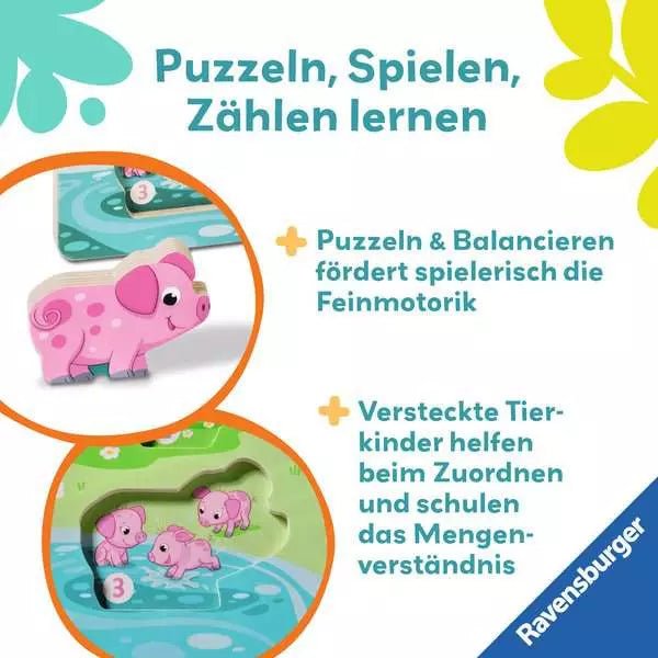 Ravensburger Holz Lernspiel Puzzle Bauernhof Tiere ab 1 Jahr
