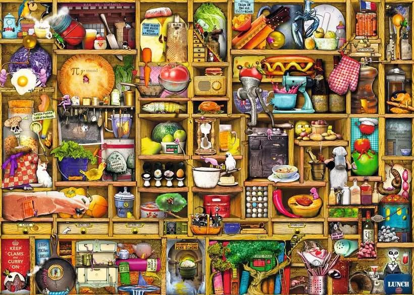 Ravensburger Puzzle 1000 Teile Colin Thompson Kurioses Küchenregal für Erwachsene

