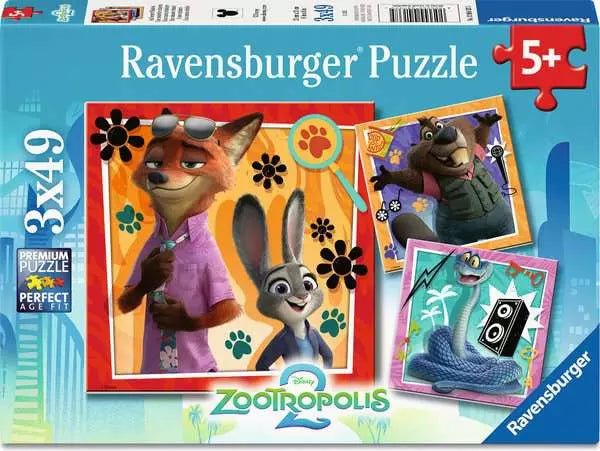 Ravensburger Zootropolis Puzzle Auf neuer Mission – 3x49 Teile
