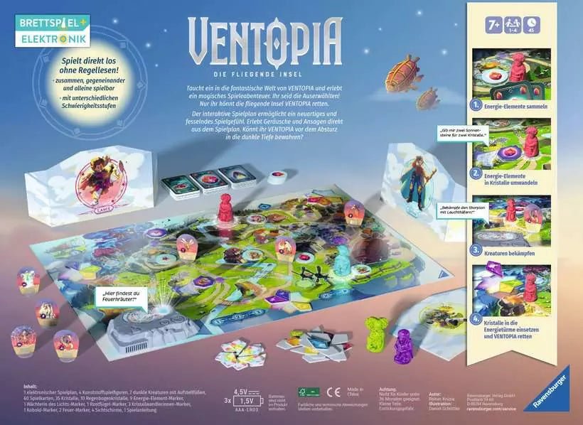 Kinderspiel Ventopia 7+ elektronisches Brettspiel Dunkelwelt retten
