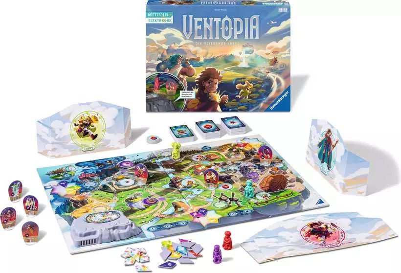 Kinderspiel Ventopia ab 7 Jahren fliegende Insel elektronischer Plan
