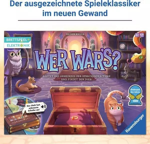 Ravensburger Wer war’s Brettspiel mit elektronischer Schatztruhe – Kinderspiel ab 6 Jahren
