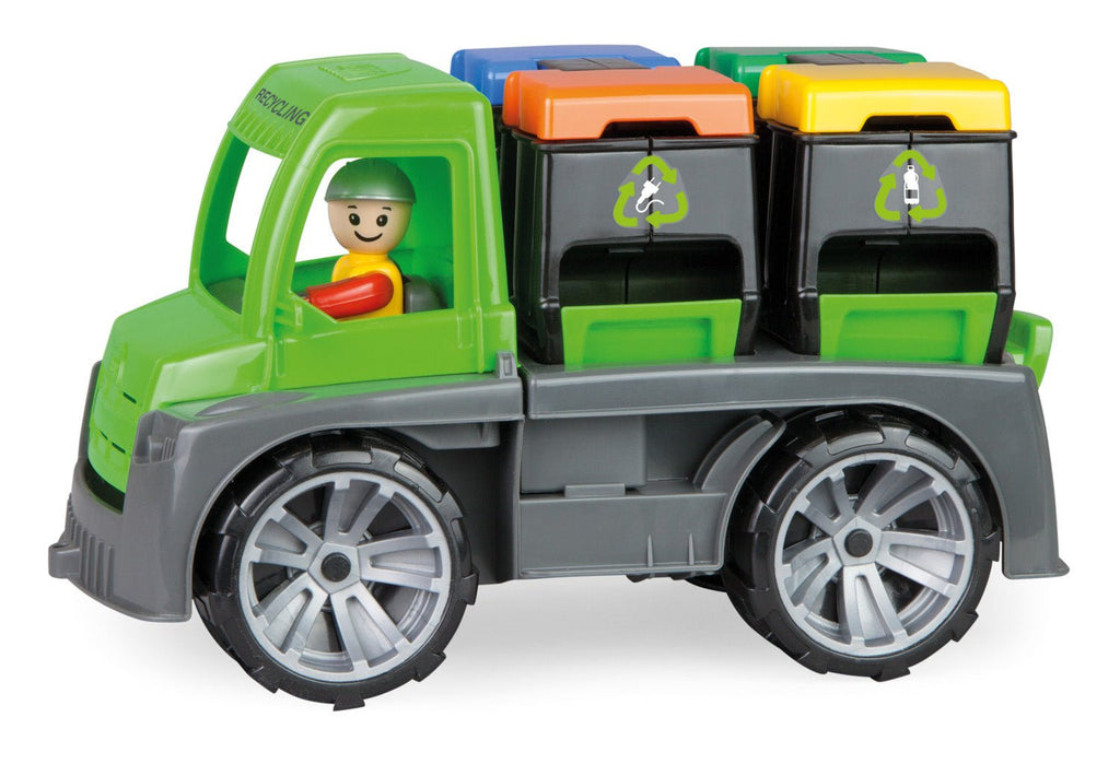 Recycling Spielzeugtruck für Kinder ab 2 Jahren mit vier Müllbehältern
