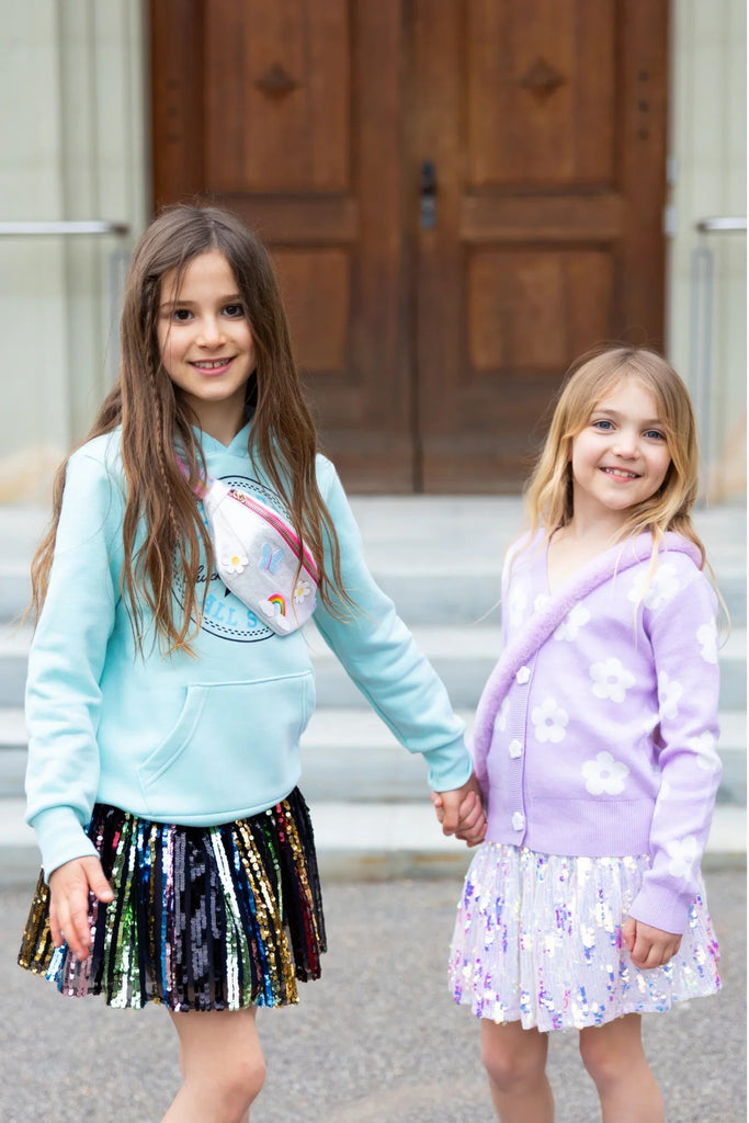 Bauchtasche Kinder Regenbogenriemen Silber Design