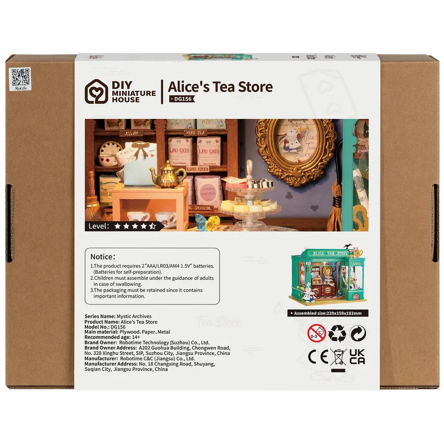 Alice in Wonderland Miniaturhaus mit Teedekor
