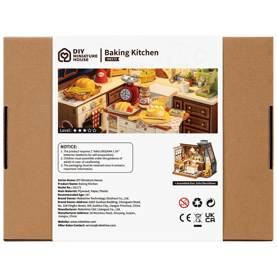 ROKR Holz-Miniaturhaus Backküche mit beweglichen Türen
