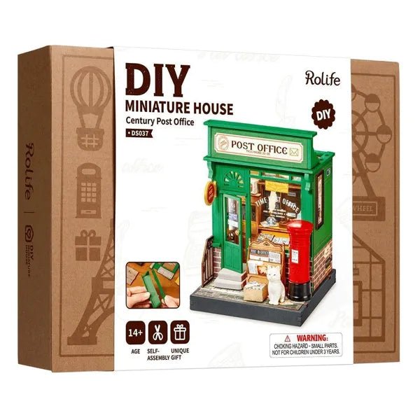 ROKR DS037 Miniaturhaus Postamt im Vintage-Stil Holzbausatz
