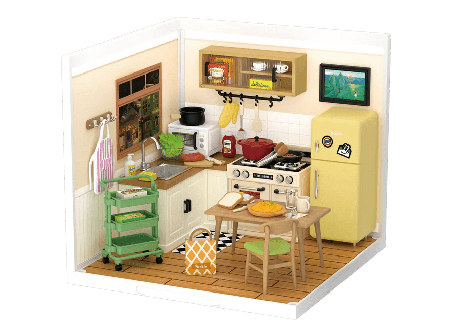 ROKR Happy Meals Kitchen DW008 Miniatur Küche Holzbausatz
