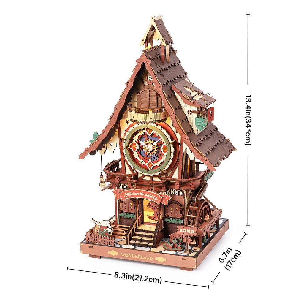 ROKR LC901C Holzbausatz mit beweglichem Pendel und Uhrwerk

