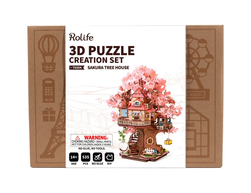 ROKR Sakura Tree House Holzmodell mit japanischem Design

