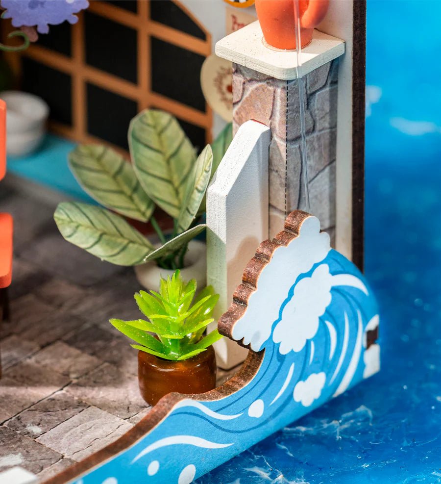 ROKR Holz-Miniaturhaus DS039 Restaurant mit Meerblick
