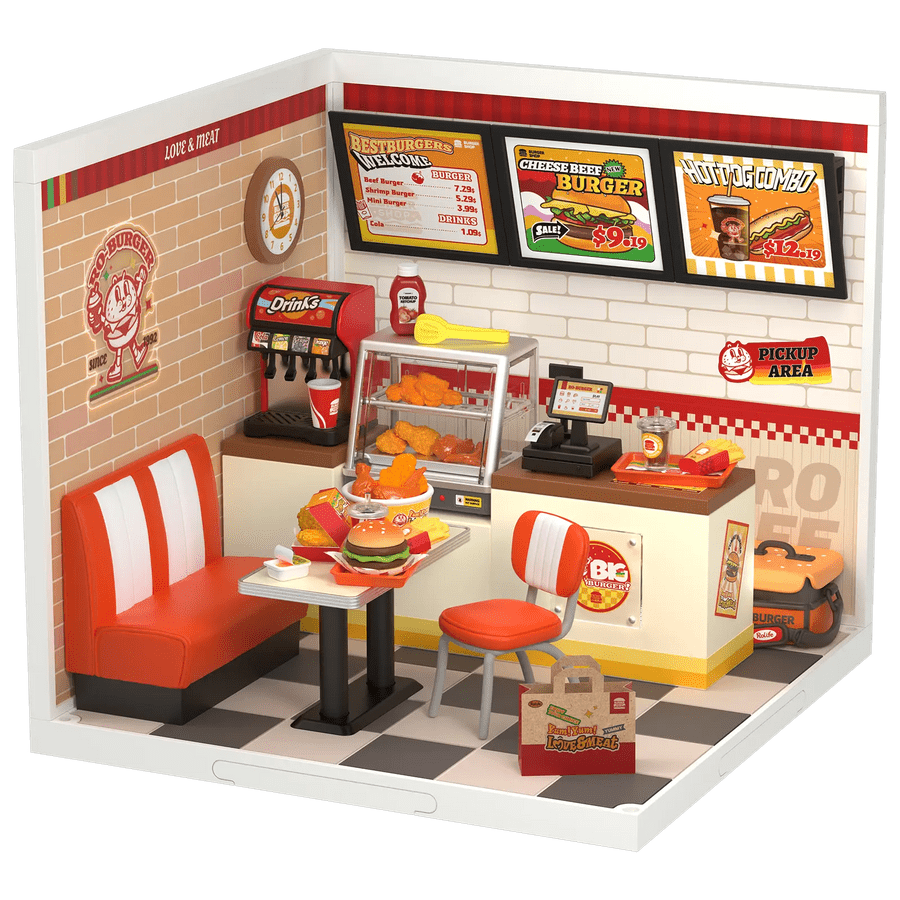 ROKR Yum Yum Burgers DW010 Miniatur Snackbar Bastelset mit LED

