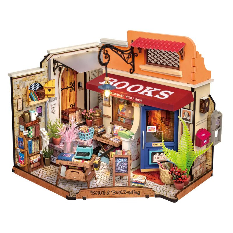 Corner Bookstore DG164 Miniaturhaus mit LED Lichtern
