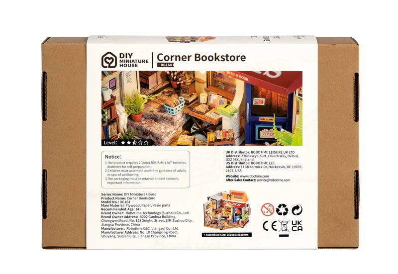 DIY Miniatur Eckbuchhandlung DG164 mit Bücherregalen
