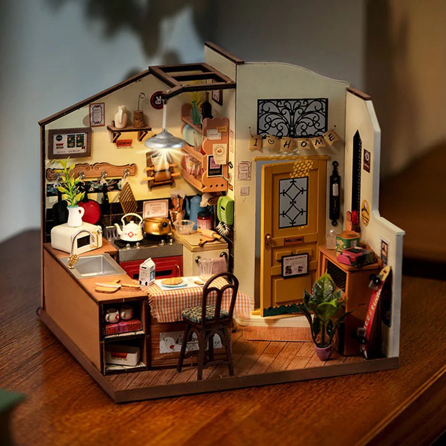 Cozy Kitchen DG159 Holzmodell Rolife mit Retro-Ofen und Möbeln
