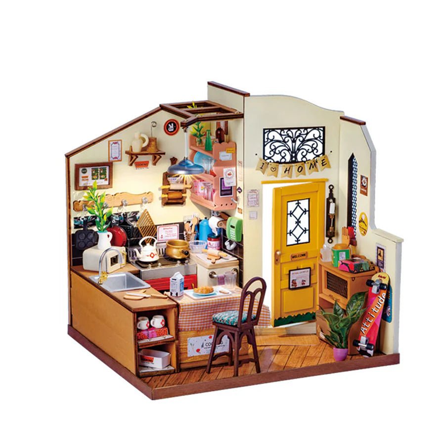 Rolife Cozy Kitchen DG159 Miniaturküche mit LED-Licht im Retro-Stil
