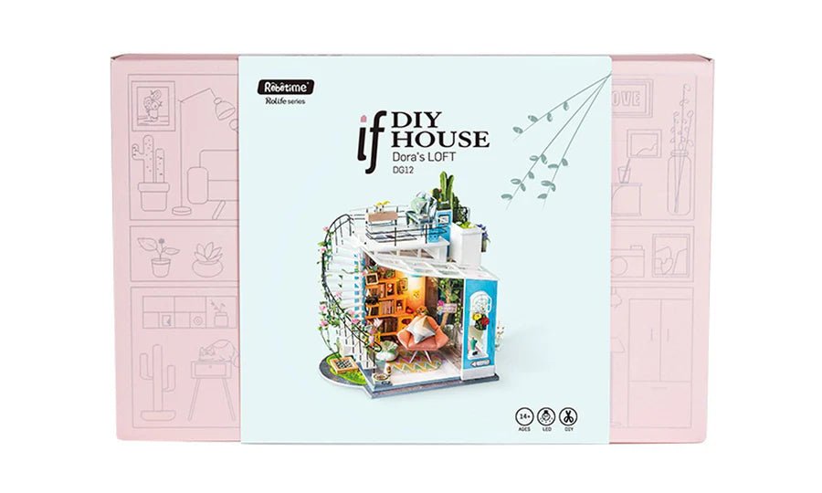 DG12 Dora’s Loft Rolife Miniaturhaus mit LED und Katzen-Deko
