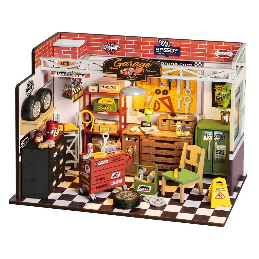 Rolife Garage Workshop DG165 Miniatur-Werkstatt Holzbausatz mit LED

