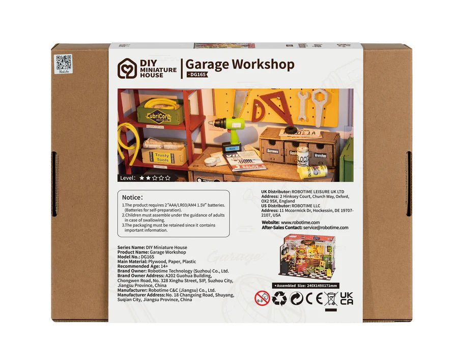 Rolife DG165 Holzmodell Garage mit Werkzeugwand und Licht
