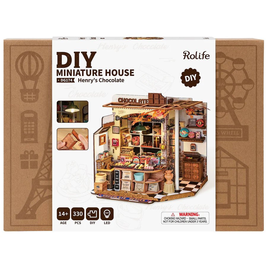 Henry’s Chocolate DG174 Miniaturhaus mit Licht und Regalen
